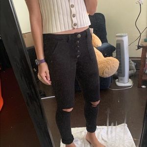 High waisted Black Ripped Jeans